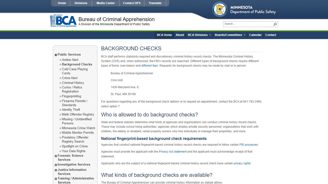 BCA Home - Background Checks - Minnesota